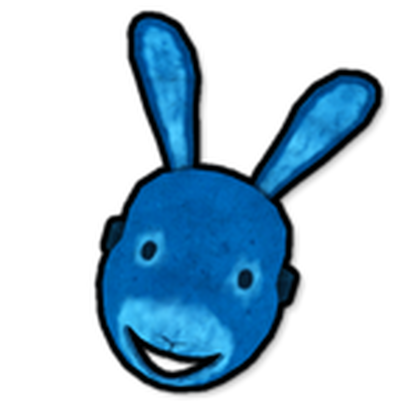 The Entity Mask gear item in Caretakers: a blue rabbit-face mask with long ears